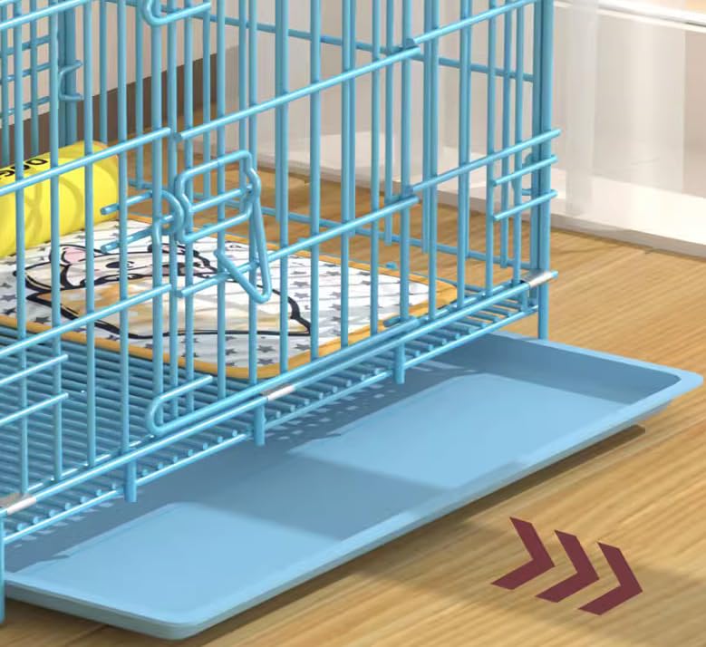 Image of Berlin's Small Puppy Dog Cage, Foldable Portable Crate, Double Door with Latches, Removable Tray,(18x14x12inches) (Sky Blue, 18 Inch)