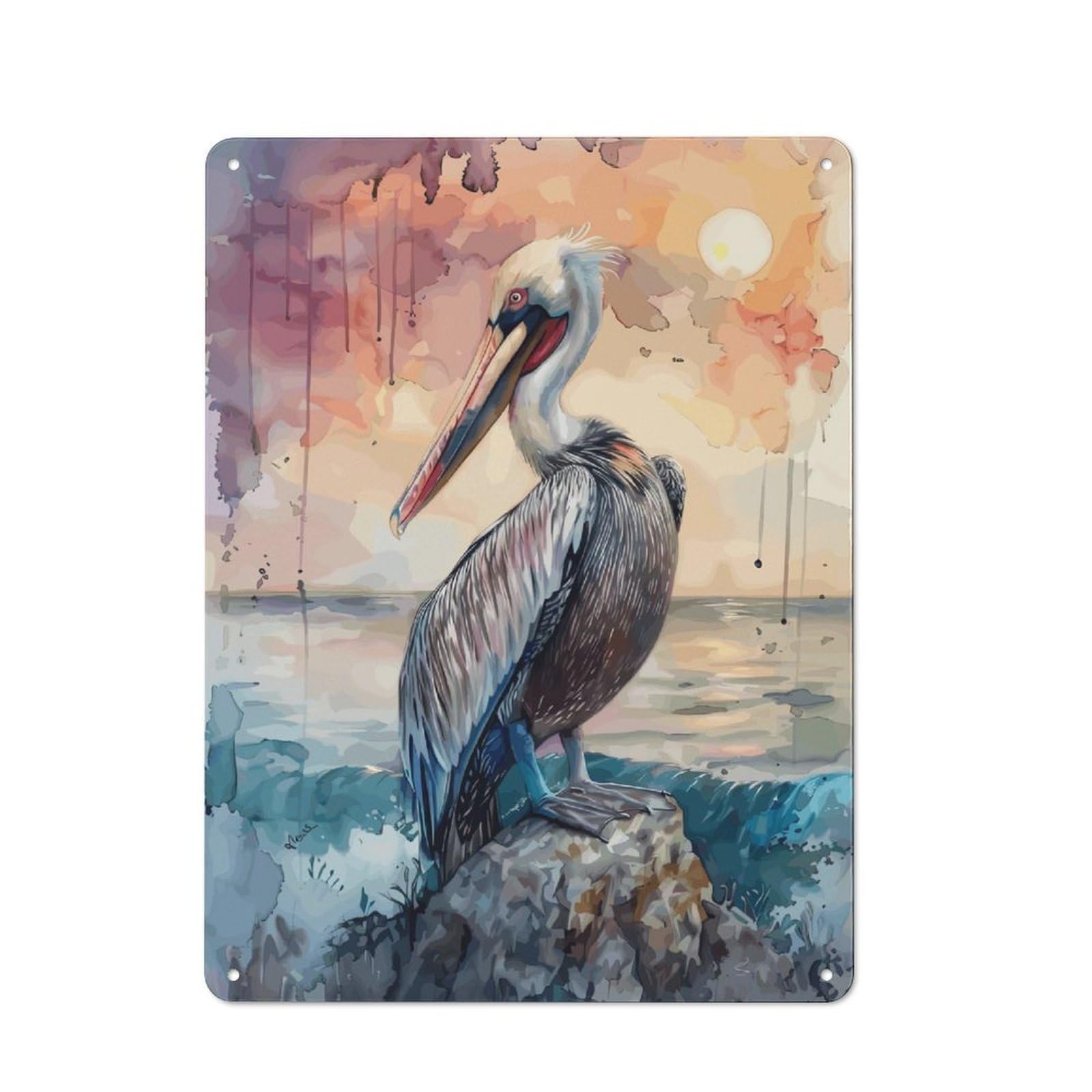 Junmoney Pelican Sea Rock Sun Vintage-Inspired Tin Sign 40X30cm For Garage Or Workshop, For Vintage Wall Decor Fans, For Metal Sign Collectors