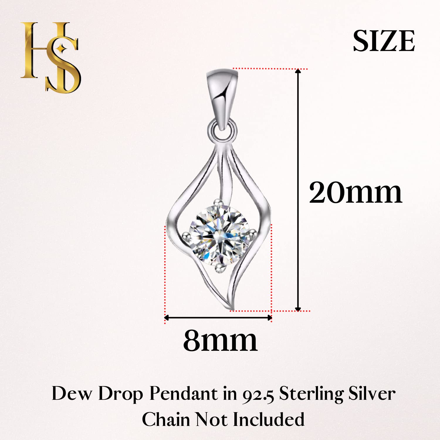 Shimmering Dew Drop Pendant Necklace 92.5 Sterling Silver
