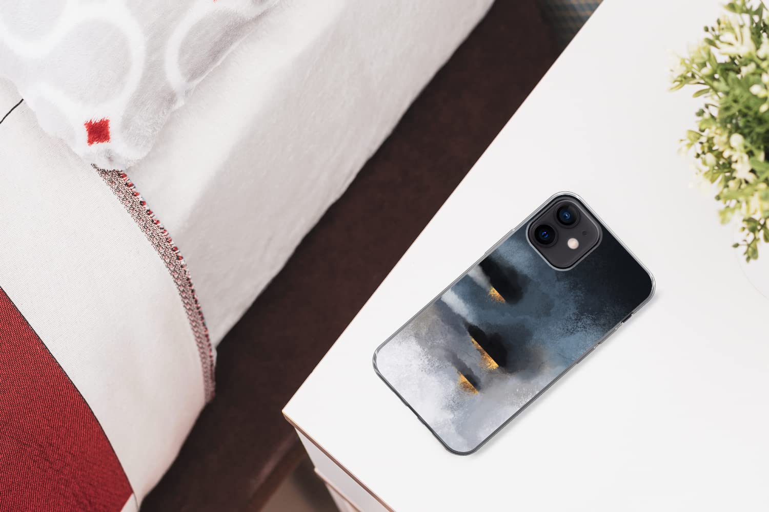 MuchoWow Funda para iPhone 12 - Nubes - Oro - Abstracto - Funda de Silicona/Funda Blanda para teléfono móvil