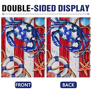 Dyrenson home decorative outdoor patriotic crab memorial day garden flag beach double sided tropical ocean starfish house yard flag stars garden yard decorations navy nautical outdoor flag 12 x 18  urban country home decor