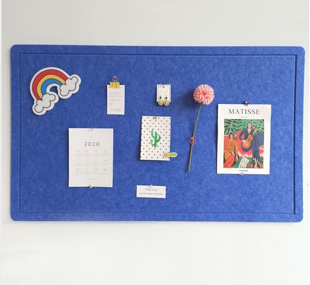 Tablero de corcho de fieltro azul, decoración de pared de sala de estar, aula, oficina, tablón de anuncios de alfiler grueso(Size:80x120cm(31.5x47.2inch))