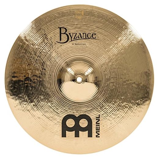 Meinl Cymbals Byzance Brilliant Plato Crash Medium de 16 pulgadas (40,64cm) Platillos de Batería - Bronce B20, Acabado Brillante (B16MC-B)