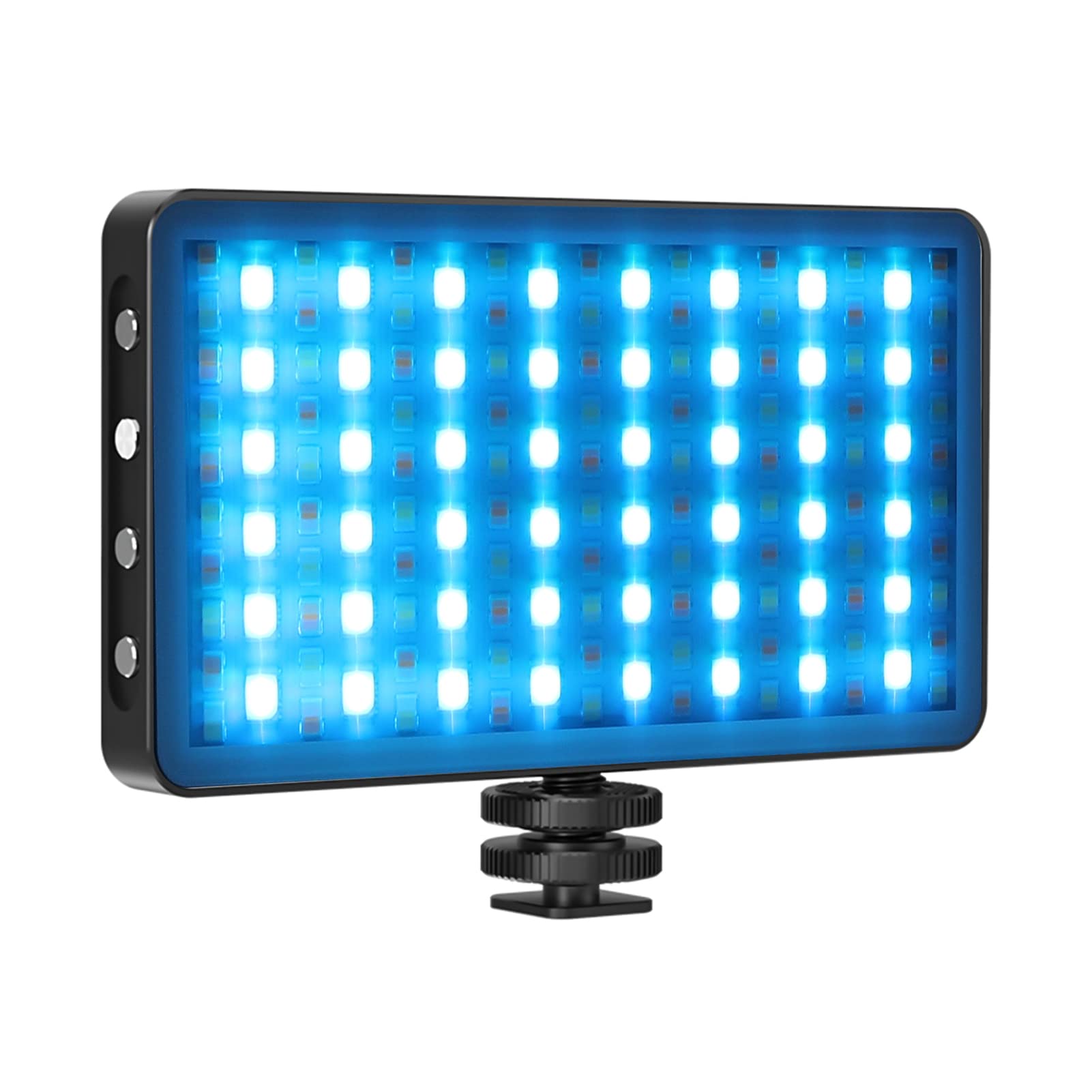 Bewinner Luce Video LED RGB Portatile, Pannello Luminoso di Riempimento Dimmerabile 3000K-8500K CRI 97+ con 12 Effetti di Luce, Batteria Incorporata, Adattatore Cold Shoe per Videoconferenze in