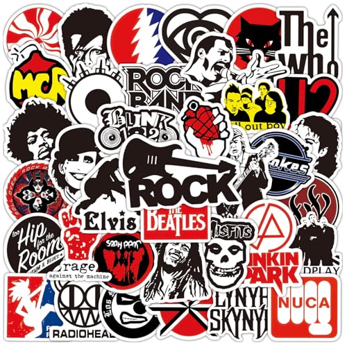 Lot de 100 autocollants Rock Band Punk - Vintage Rock Band - Autocollants classiques - Metal Punk -...