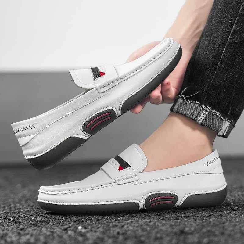 Casual Loafers for Men Shoes Leather Shoe Mens Men's Boat Dress White Brown Black Size Male Handmade Driving4