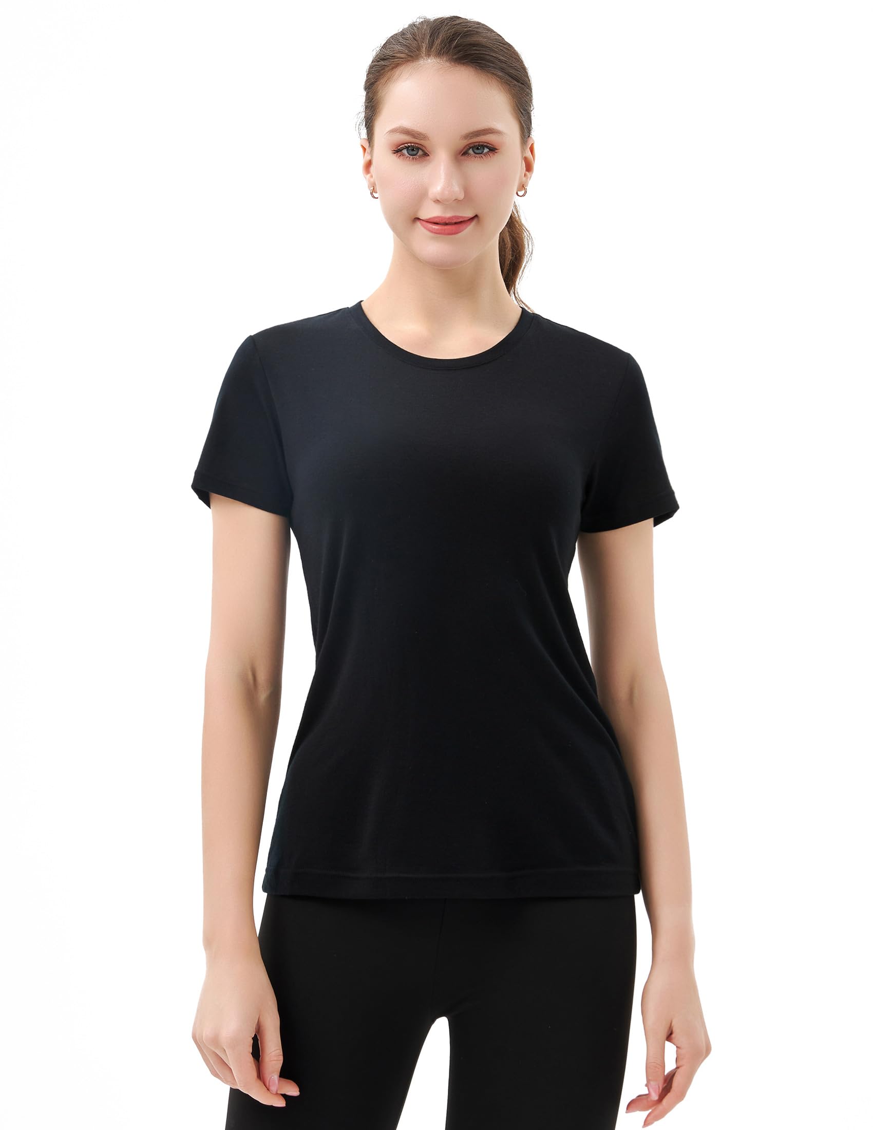 Merino Protect Chemise de base en laine mérinos et Tencel pour femme - T-shirt léger anti-odeur à manches courtes pour la randonnée