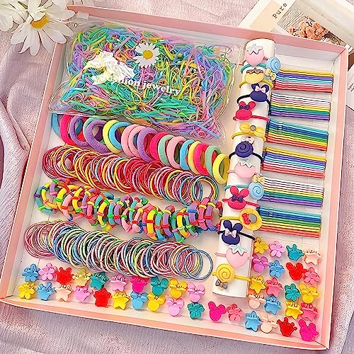 Image of Shining Diva Fashion 74-1220 Pcs Colorful Hair Bands, Hairpins, Ponytail Holders, Flower Clips, BB Clips, Bamboo Knots, Hair Extensions, Headbands for Girls Kids Baby Toddlers | A Box of Multipurpose Girls Hair Accessories Set | Birthday Gift for Girls