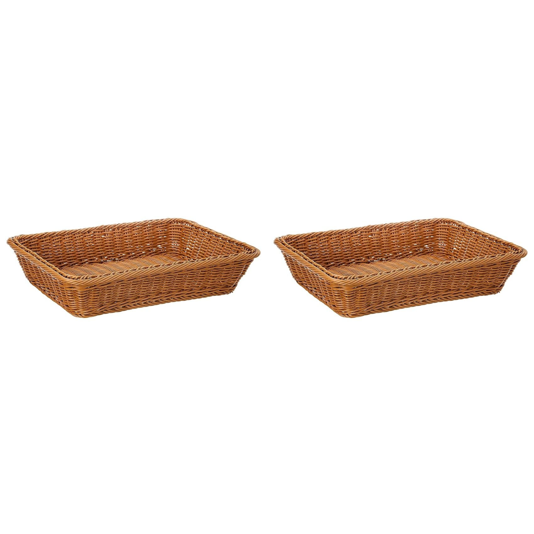 Hndhbfgrt 2pcs 16 Inch Wicker Storage Basket,Bread Basket Shop Supermarket Display Basket Woven Fruit Restaurant Serving Basket