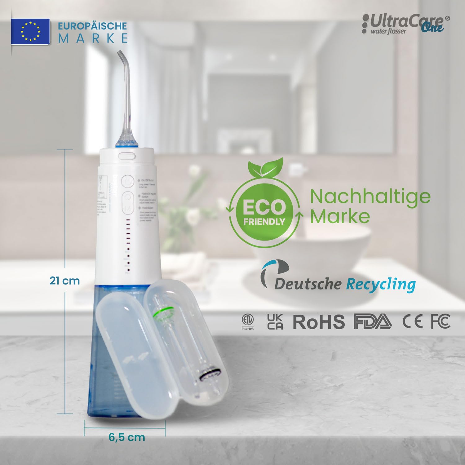 Boston Tech Aquapik® DUO Munddusche Aquapik® 100 Desktop + Aquapik® One tragbar von Zahnärzten empfohlen entfernt Plaque, pflegt Implantate und Kieferorthopädie Verwendung zu Hause und auf