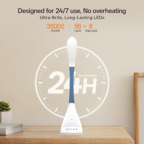 Miniatura 8 de Lámpara de escritorio con control de pantalla táctil LED, carga rápida inalámbrica inteligente de 50 W, ajuste de cuello de cisne de 360, 9 modos de