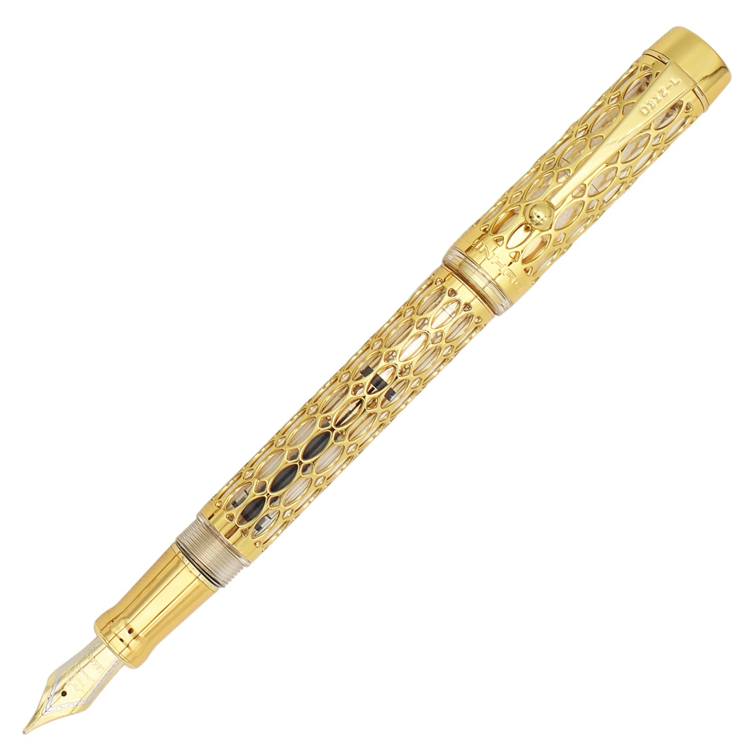 Gullor Openwork Gold Fountain Pen with Gift Box, Screw Cap, Transparent Barrel, Medium Nib, Clear - Image 2