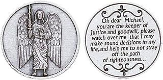 Silver Tone Saint Michael Pocket Token, 1 1/8 Inch by JMJ Products, LLC