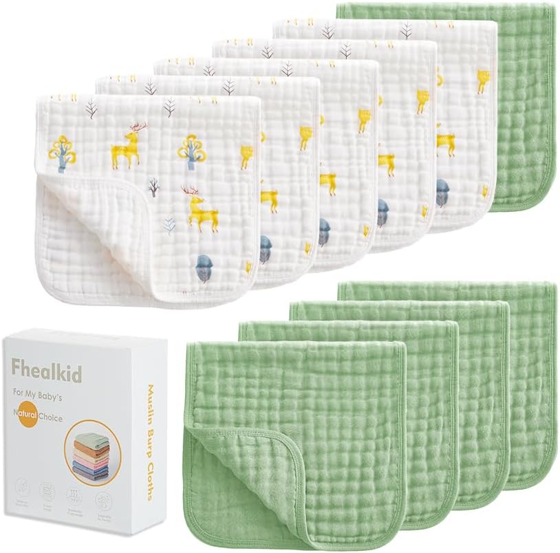 Juego de paños de muselina para eructos, artículos esenciales para bebés recién nacidos, 100% algodón, paquete de 10 unidades de 22 x 10 pulgadas,