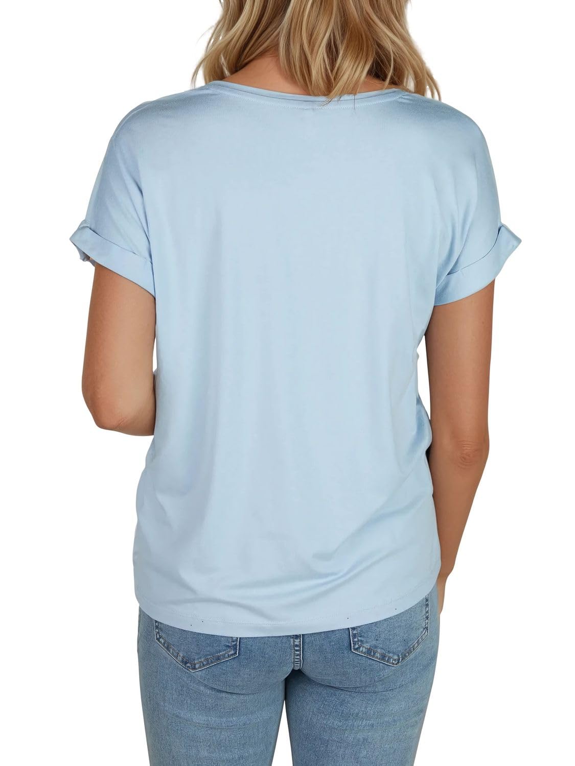 Only Top da donna con scollo rotondo, confezione da 2 pezzi, basic a maniche corte, scollo rotondo, vestibilità normale, estivo, a strisce, blu, rosa, verde, nero, XS, S, M, L, XL, XXL