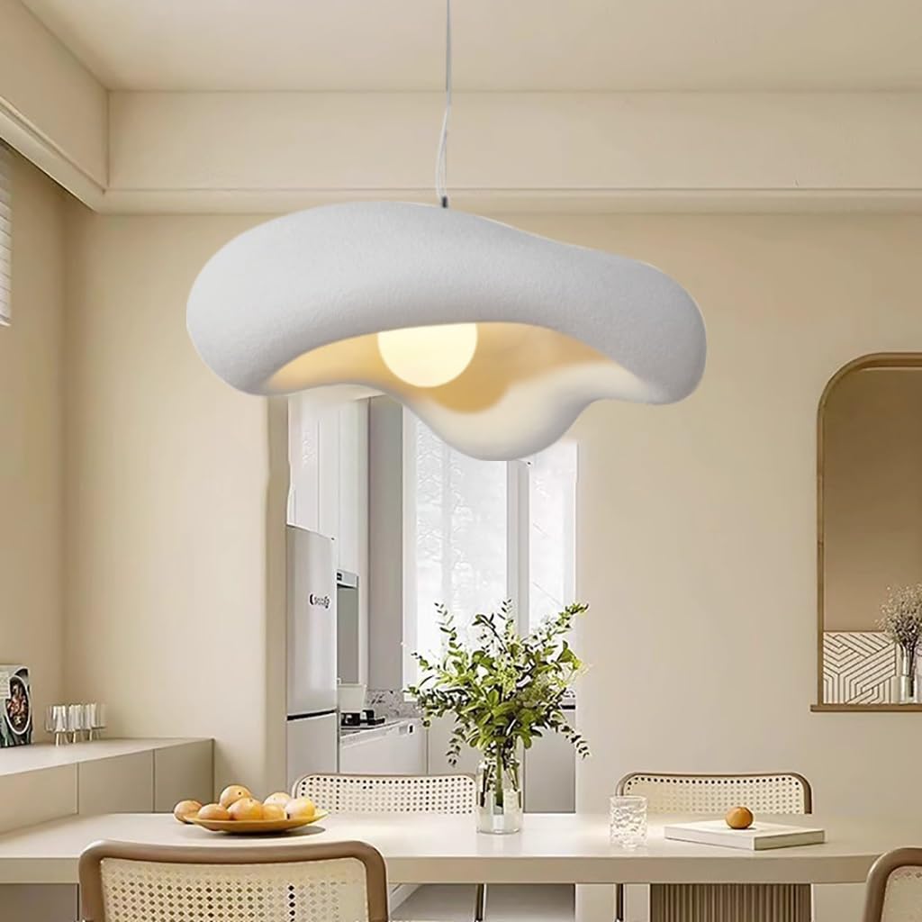 MyLjp Wabi Sabi Style Pendant Lights Polystyrene Floral Pendant Lamp Vintage Restaurant Chandelier E27 Nordic Style Kitchen Dining Room Living Room Pendant Light(White,30CM)