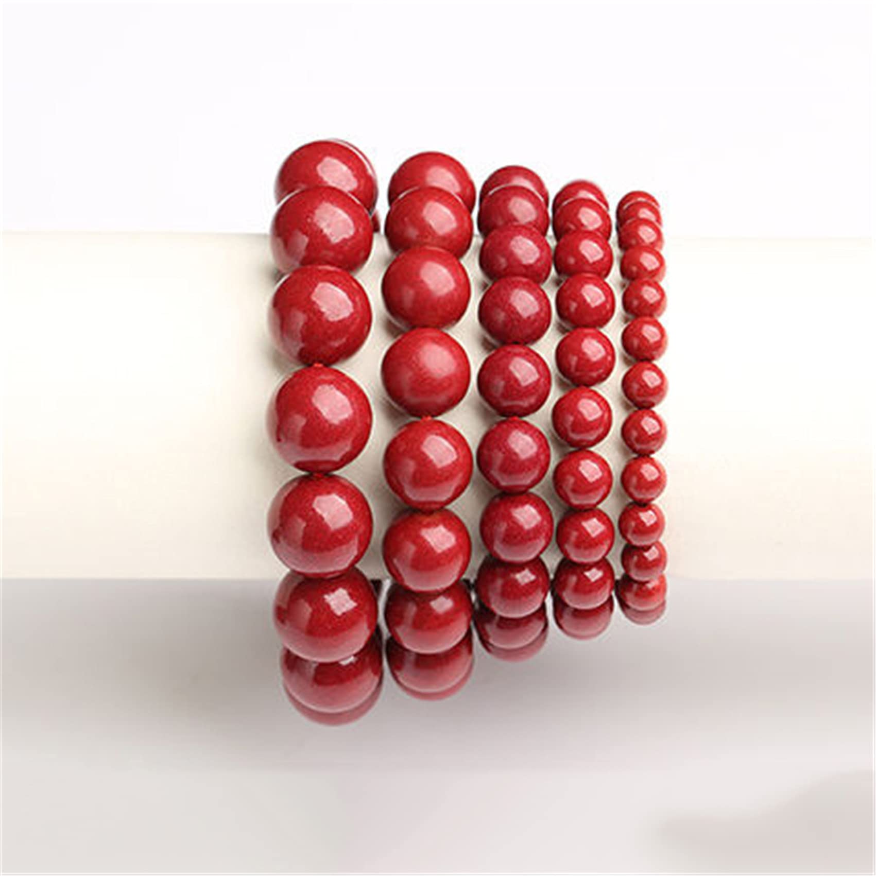 Braccialetti con Perline, Ciondolo Lucky Fox, Braccialetto Rosso con Perline in cinabro Naturale