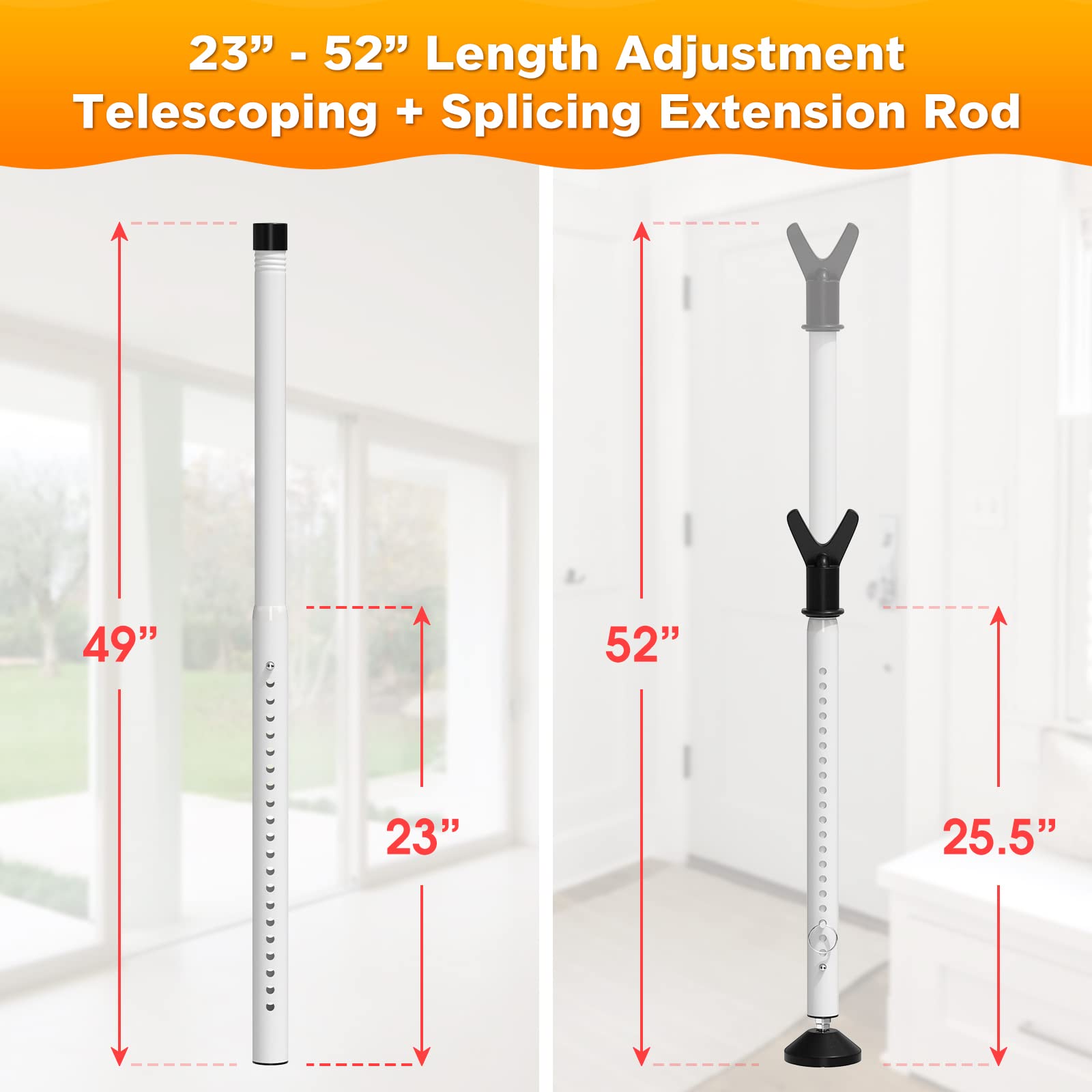 Barra de seguridad para puertas correderas y ventanas con bisagras, ajustable 3 en 1, barra de seguridad portátil de barricada, tope de puerta de seguridad para el hogar
