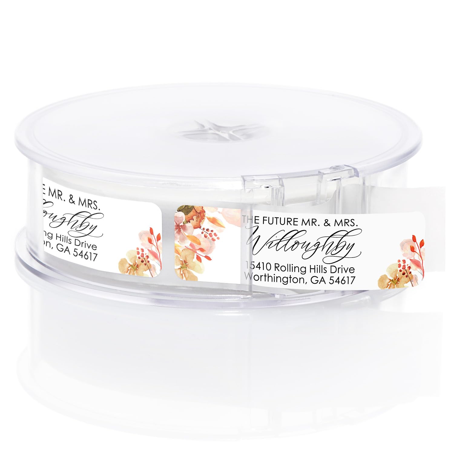 Future Mr and Mrs Rust Orange Floral Rolled Address Labels / 500 Personalized Return Address Labels/Designer Address Stickers in Elegant Plastic