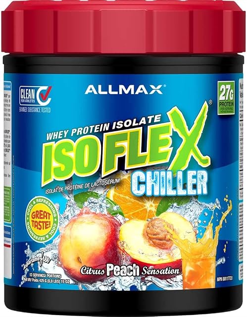 ALLMAX ISOFLEX CHILLER whey protein isolate, citrus peach sensation, 1 lb