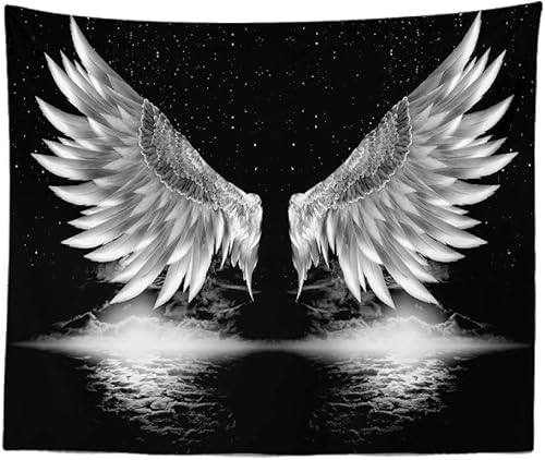 YlobdolY Tapiz para colgar en la pared, estético, psicodélico, bohemio, psicodélico, divertido, hippie, alas de ángel, decoración artística para