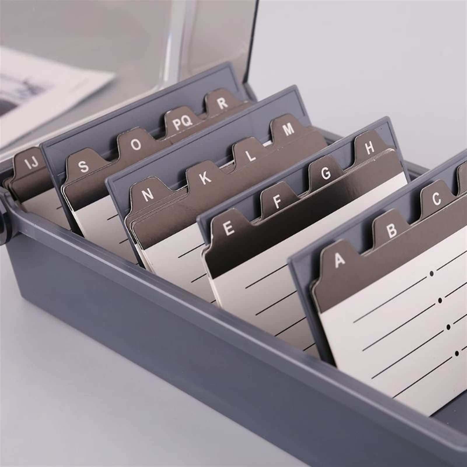 TOMYEUS Etui na wizytówki duża pojemność rozdzielacz zakładki indeksowe etui na wizytówki pudełko do przechowywania wizytówek stojak na wizytówki biurowy pulpit z imieniem organizer na wizytówki