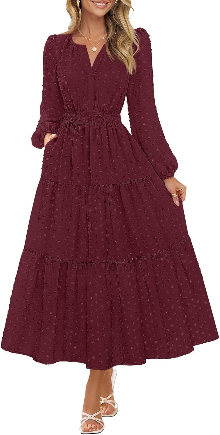 Maxi dress for women with ruffle tiers in boho style