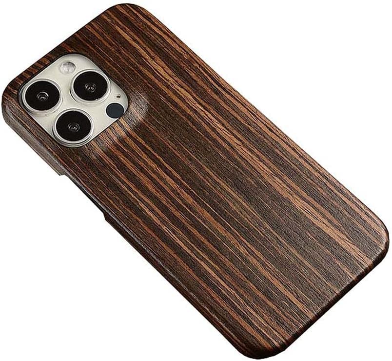Coque en bois iPhone 13 Pro Max véritable, étui de protection appareil photo KANUZ 6.7