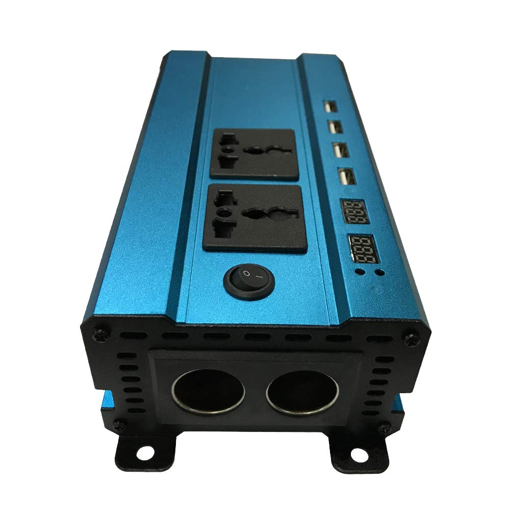 Inverter di potenza sinusoidale modificato da 2000 W da 12 V a AC 220 V convertitore con quattro interfacce USB Ventola di raffreddamento a basso rumore Clip a coccodrillo per uso su strada
