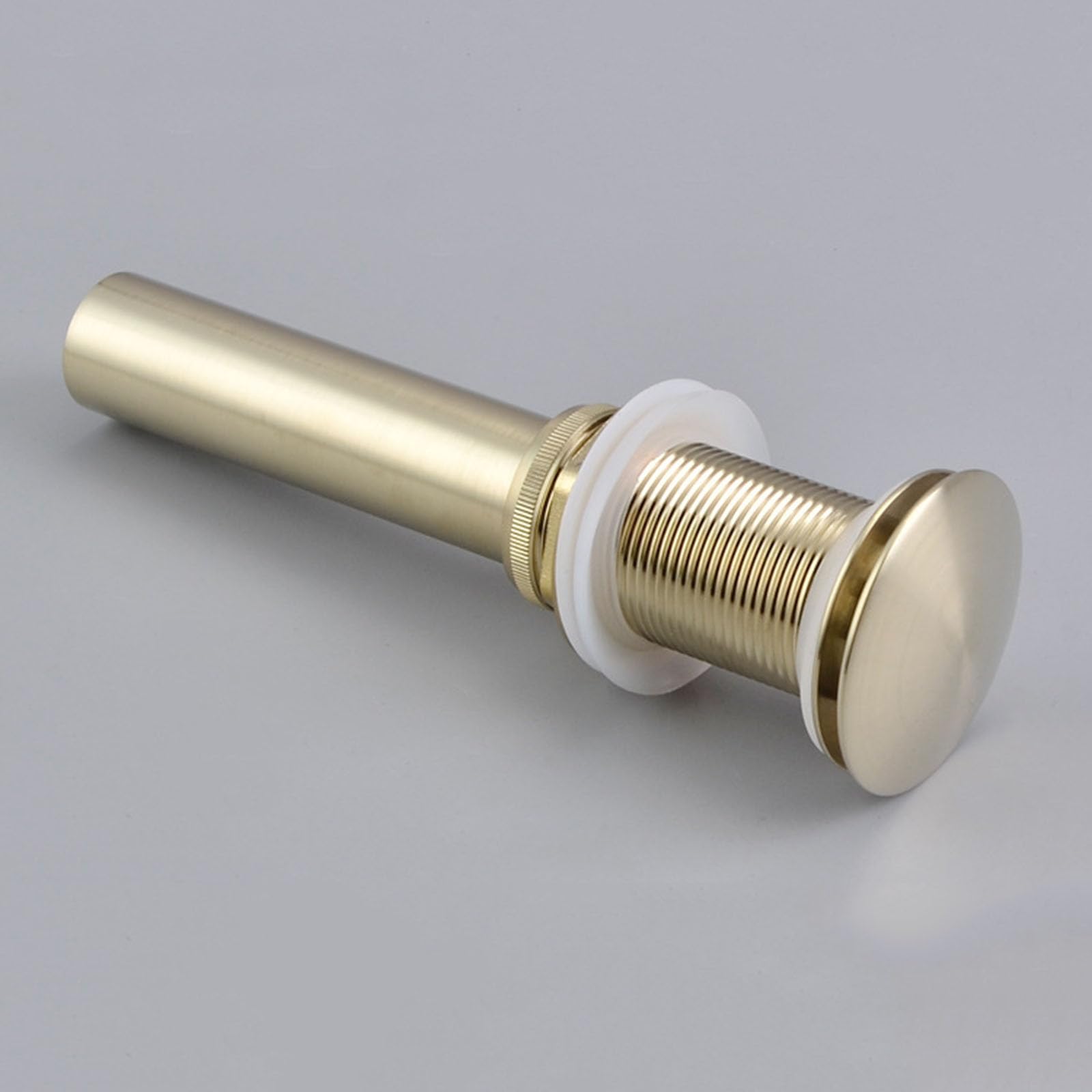 VáLvula Para Lavabo Clic Clac DesagüE Lavabo Universal Valvula Click Clack Lavabo Drenaje De Cobre Con Rebote Por Empuje,Oro Cepillado,Sin Agujero De Desbordamiento