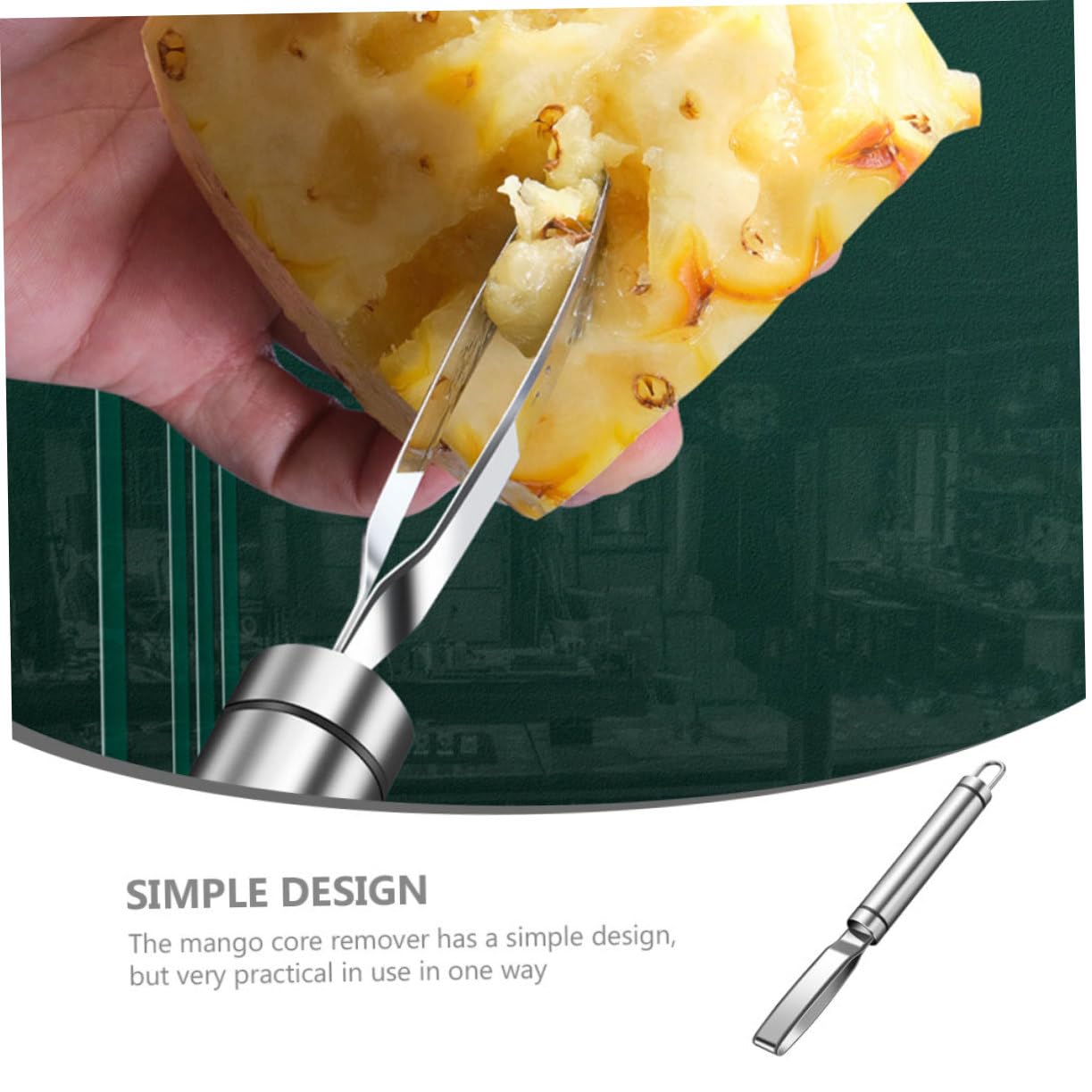 Cabilock 5 Piezas Descorazonador de Mangos Inoxidable Herramienta Multifuncional para Quitar Núcleos de Frutas Utensilio de Cocina Práctico y Duradero para Hogar
