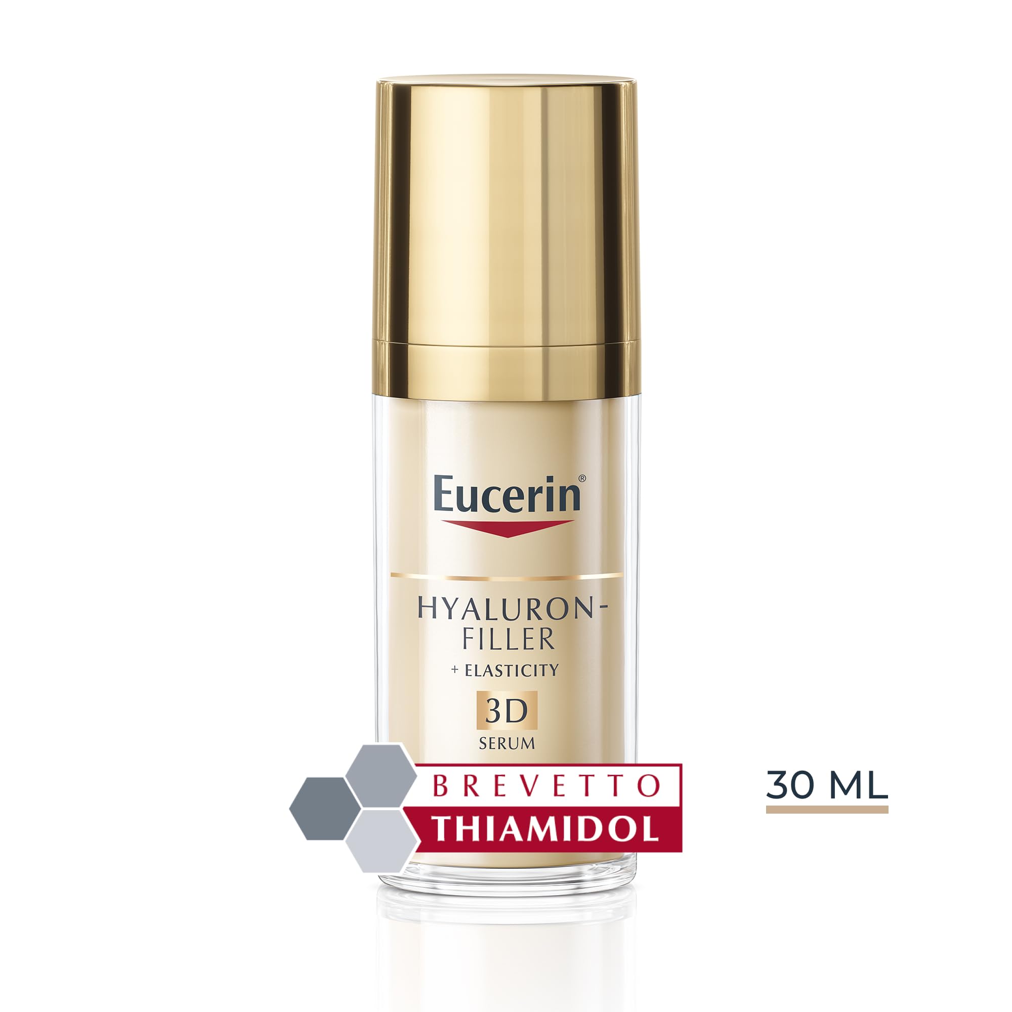 Eucerin Hyaluron-Filler + Elasticity 3D Serum 30 ml, Siero viso antirughe e antimacchie, Siero antimacchia viso con Acido Ialuronico elasticizzante e Thiamidol per tutti i tipi di pelle