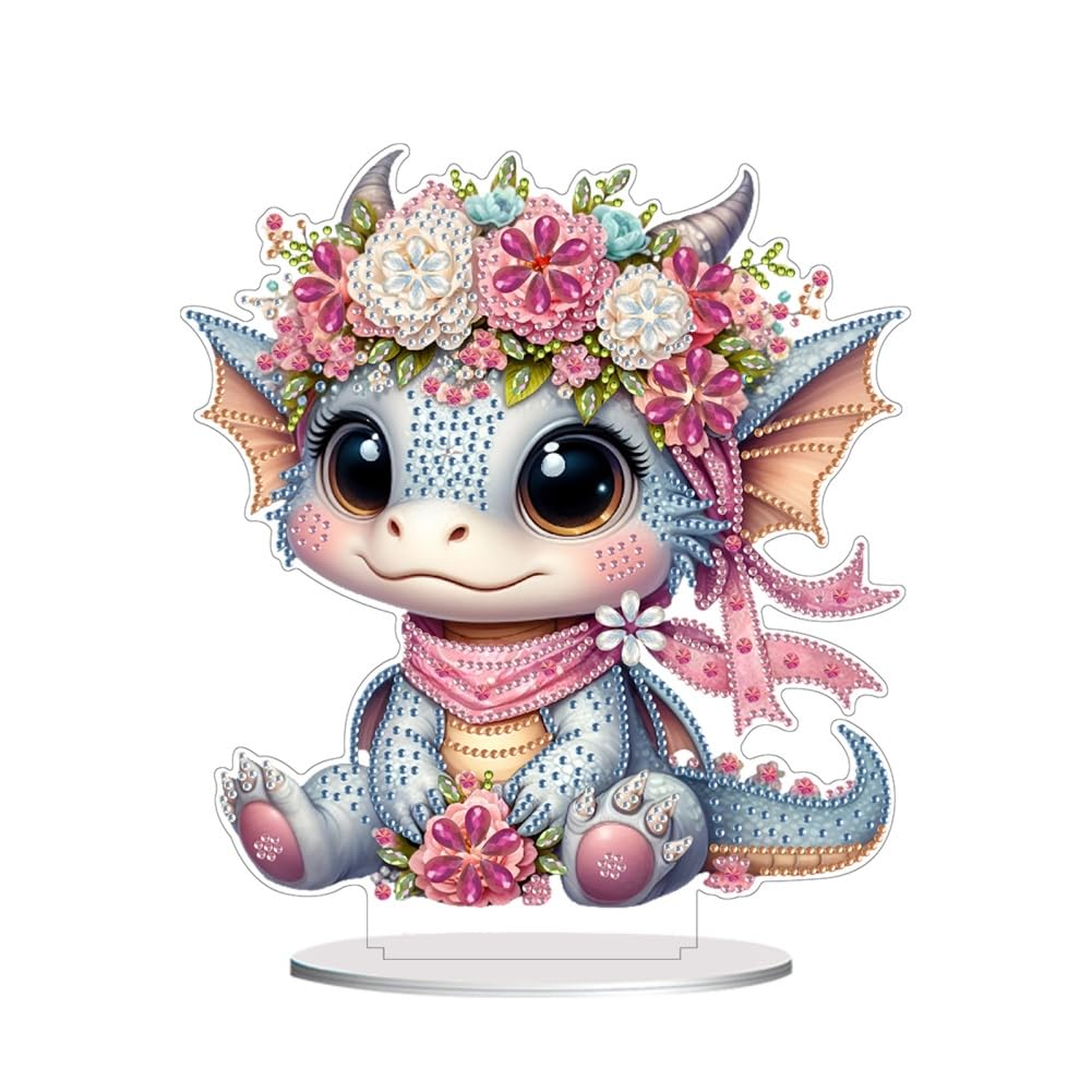 Awesocrafts Diamond Art Table Top Ornaments Dragon, 5D Diamond Painting Tabletop Decorations Special Shape Crystal Art Christmas Desktop Decor (Dragon)