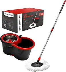 Powermaid Mop Giratório Pró com Centrífuga em Inox alta performance - Vermelho e Cinza