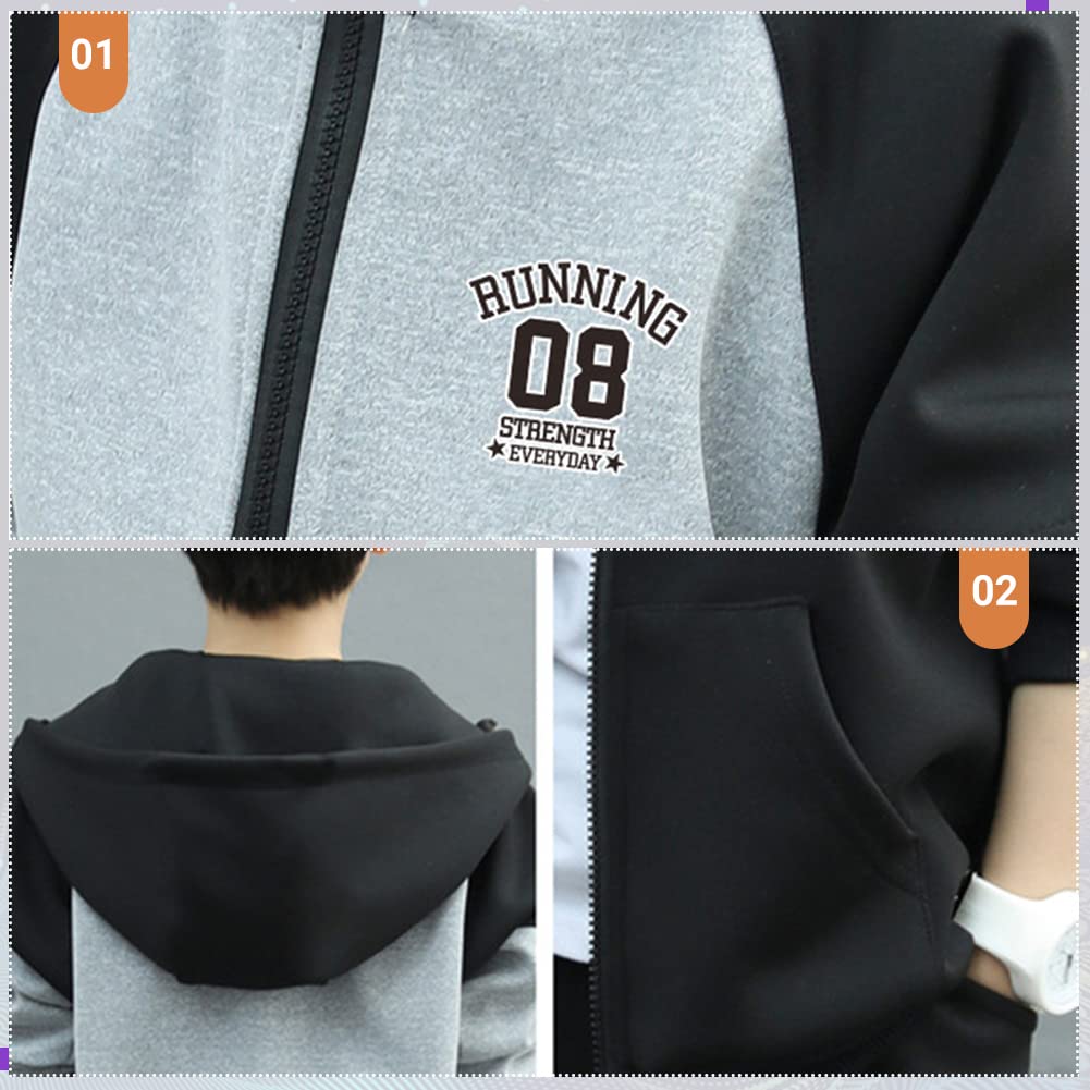 Survêtement Enfant Garçon Ensemble de Sport 2pcs Veste à Capuche + Pantalons de Sport Costume Joggeur Printemps Automne
