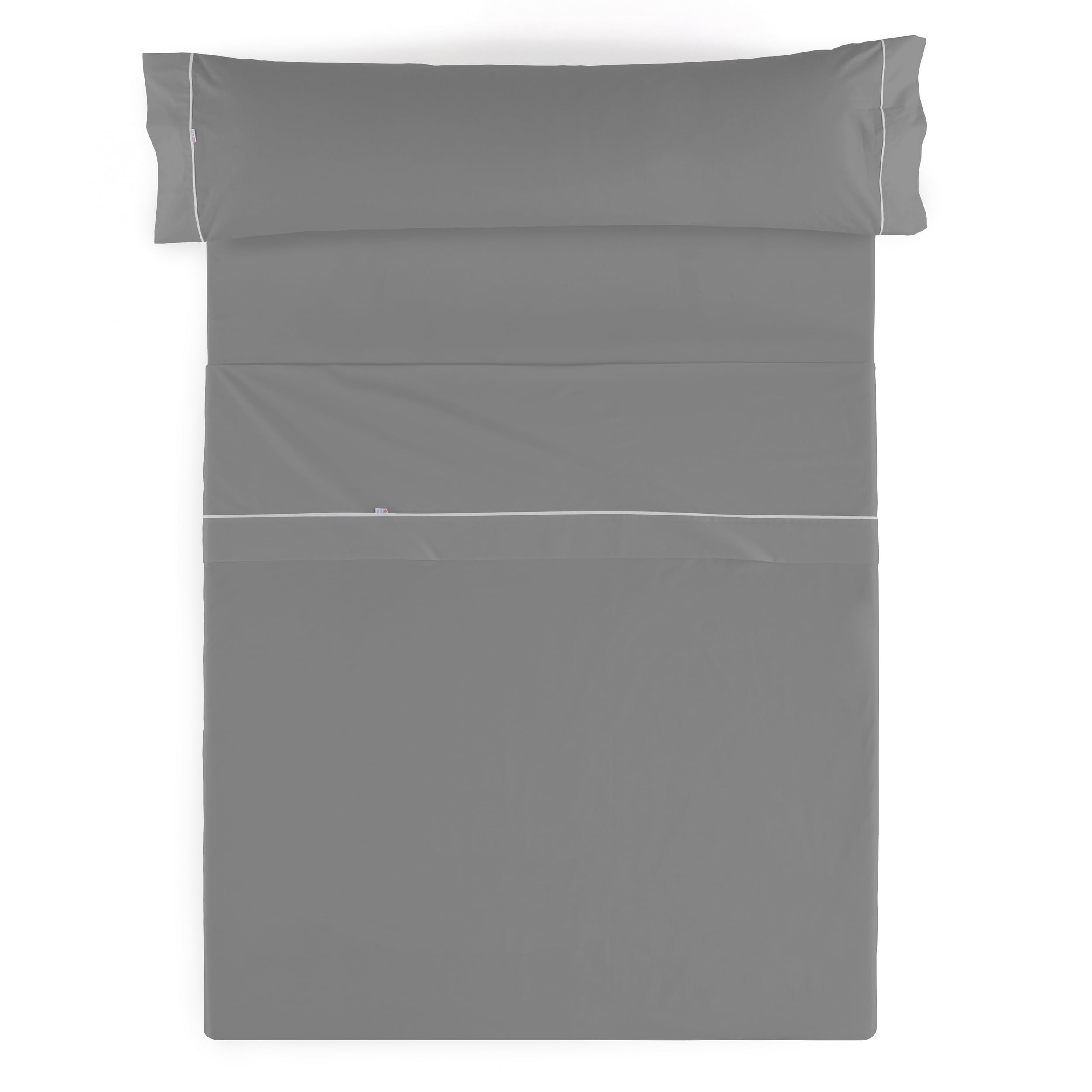 Juego de sábanas liso color titanio. Cama de 150/160 (2 alm) cm. 4 piezas