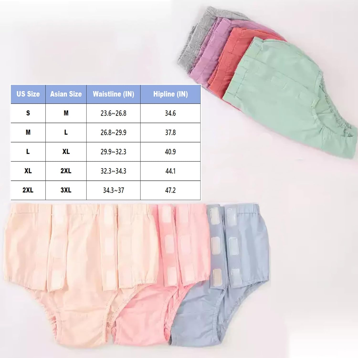 Tear Away Underwear for Women, Reusable Post Surgery Briefs, Disabled Adaptive Stick-On Underwear for Easy Dressing Changing (Pink/Purple/Blue,Large) - Image 5