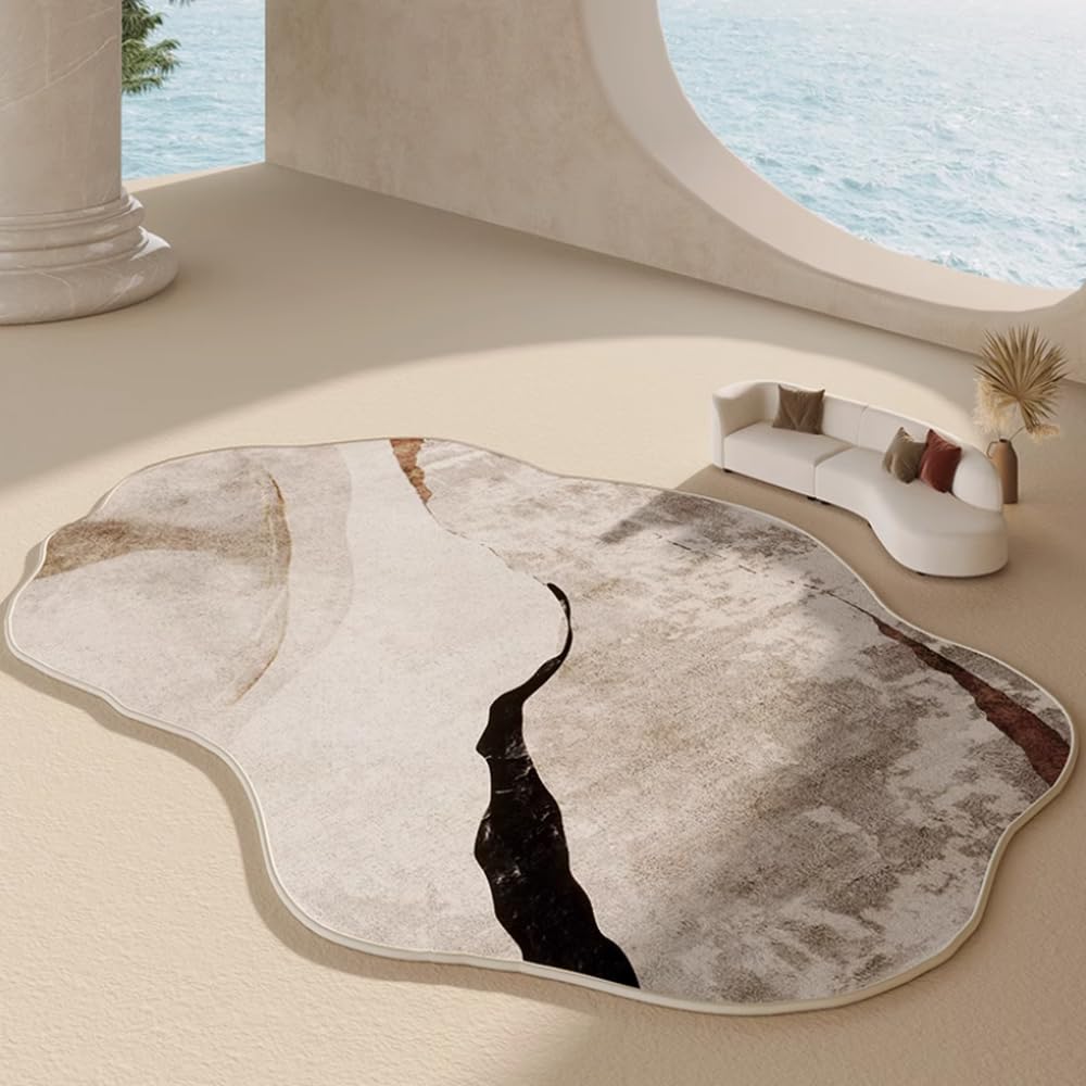 Tapis moderne forme irrégulière au design artistique haut de gamme