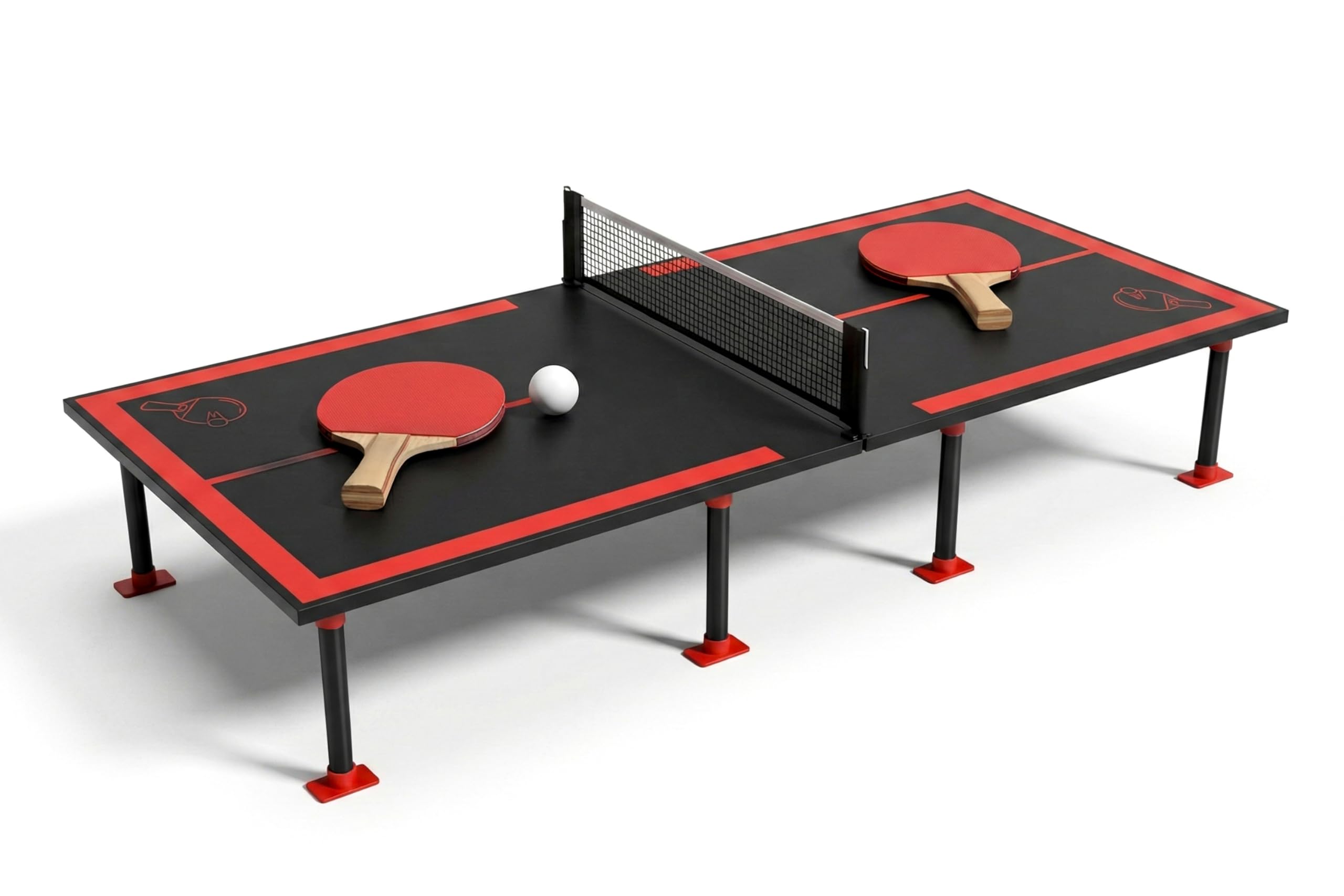 Kidsmate 3-in-1 Table Tennis for Kids with Foldable Tennis Board, Ludo Game & Whiteboard | Portable Indoor Outdoor Play Table, Mini Ping Pong Set with Net, Racquet and Ball for Family Fun - Red/Black-image-20