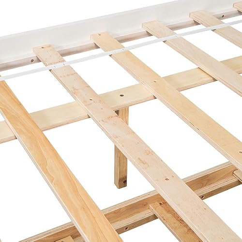 Miniatura 5 de Base de cama de tamaño individual con nido, cama de plataforma para dormitorio, marco de cama nido con cabecera de estantería para niños, niñas,