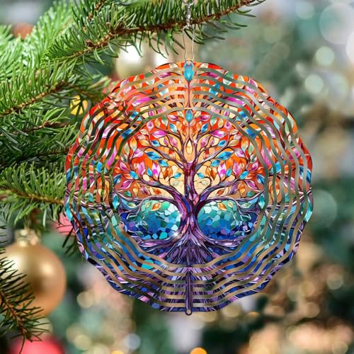 TIANCENTRAL H Tree of Life Wind Spinner,Tree of Life Wind Spinners 3D Frosted Hanging for Yard, Unique Gift Wind Spinner,3D Hanging Wind Sculptures for Garden Outdoor