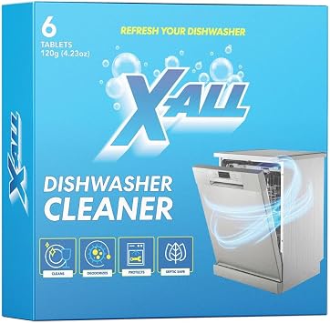 X-ALL Dishwasher Cleaner Tablets Deep Cleaning Limescale & Mineral Buildup Remover Helps Reduce Residue, Grease & Hard Water Deposits Compatible with All Dishwashers