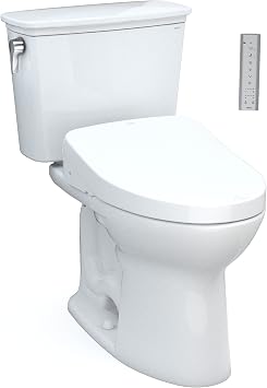 TOTO Drake Transitional Two-Piece Elongated 1.28 GPF TORNADO FLUSH Toilet with CEFIONTECT and SoftClose Seat, WASHLET+ Ready, Cotton White - MS786124CEG#01