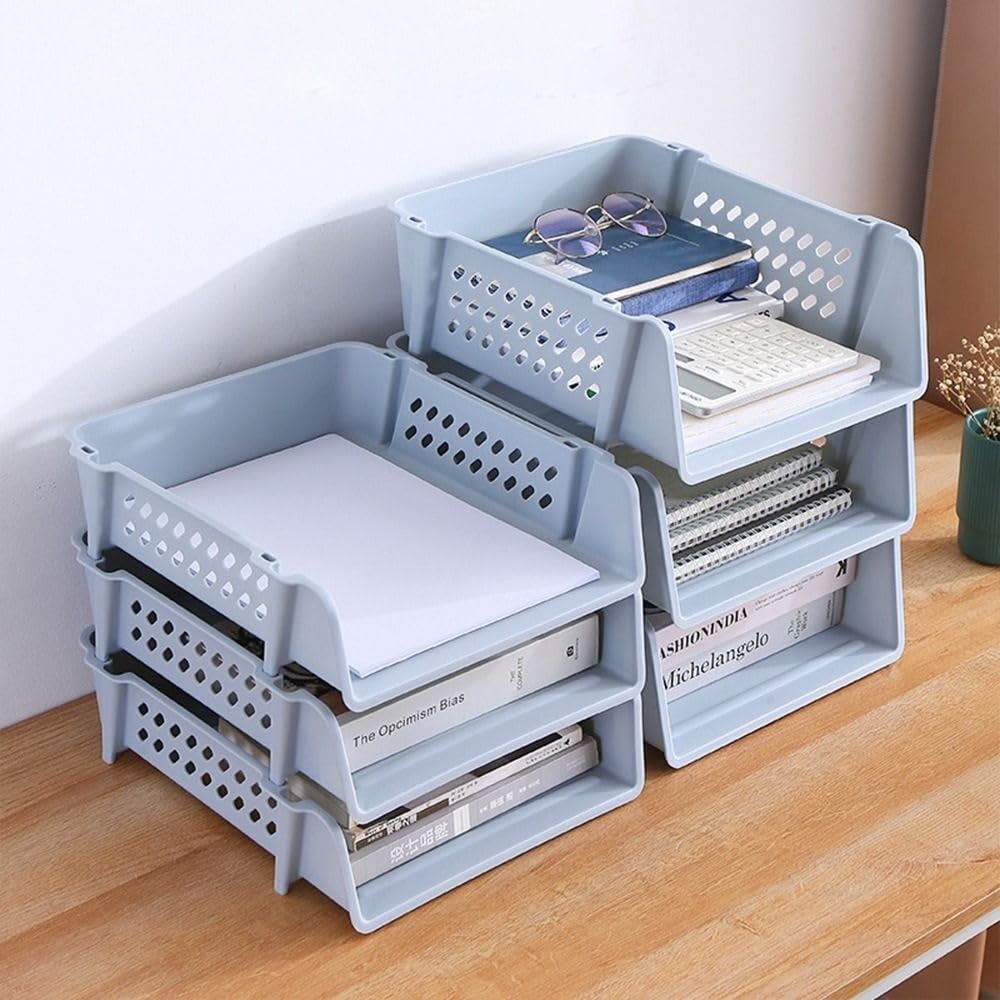 Titolare del file Organizzatore da scrivania, portadocumenti impilabile, vassoio A4(Bianco)