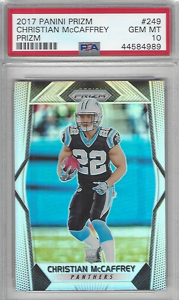 2017 Panini Prizm Silver PSA 10 GEM MINT Christain McCaffrey Graded Rookie RC Panthers 49ers SP Rookie Football Card MINT Auto HOLO