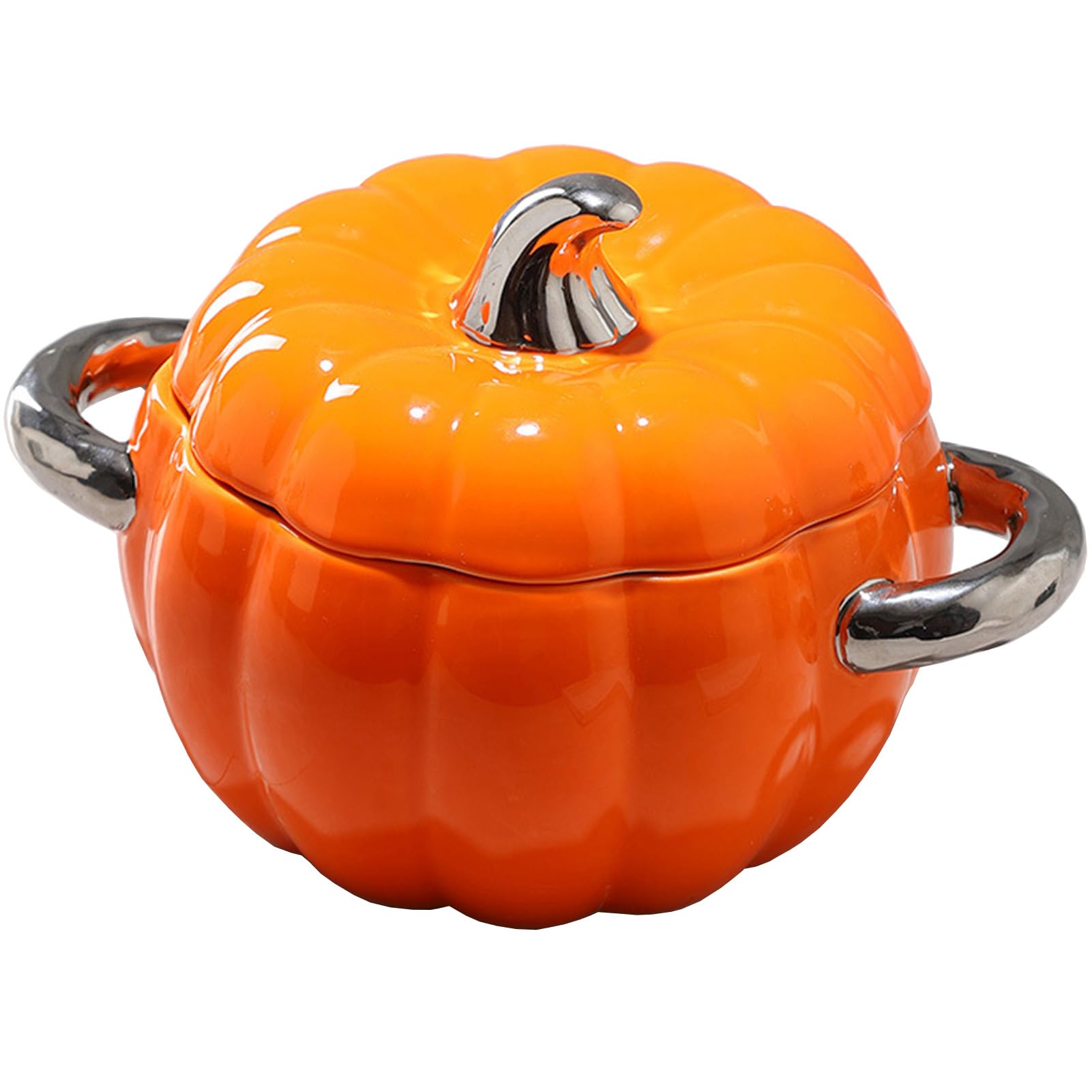 ollas de barro para cocinar, Cacerola pequeña de cobre con tapa y asa, ideal for servir sopa(Orange)