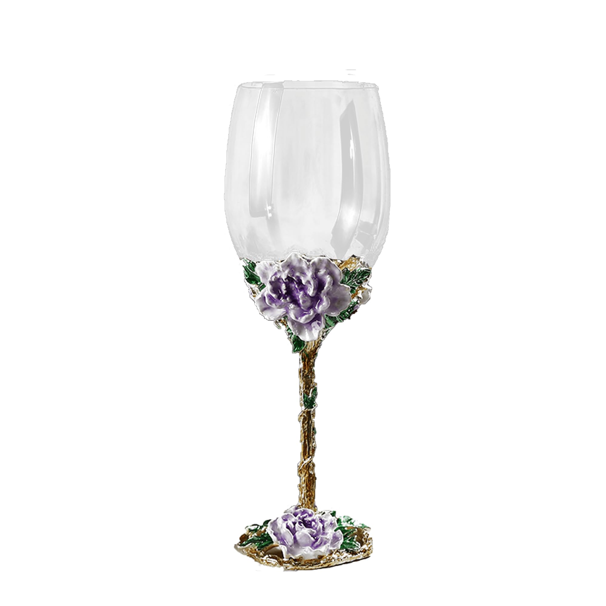 XUDREZ Painted Enamel Flower Lead-Free Wine Glasses,320ml/10.8 OZ Red/White Crystal Wine Glasses Purple