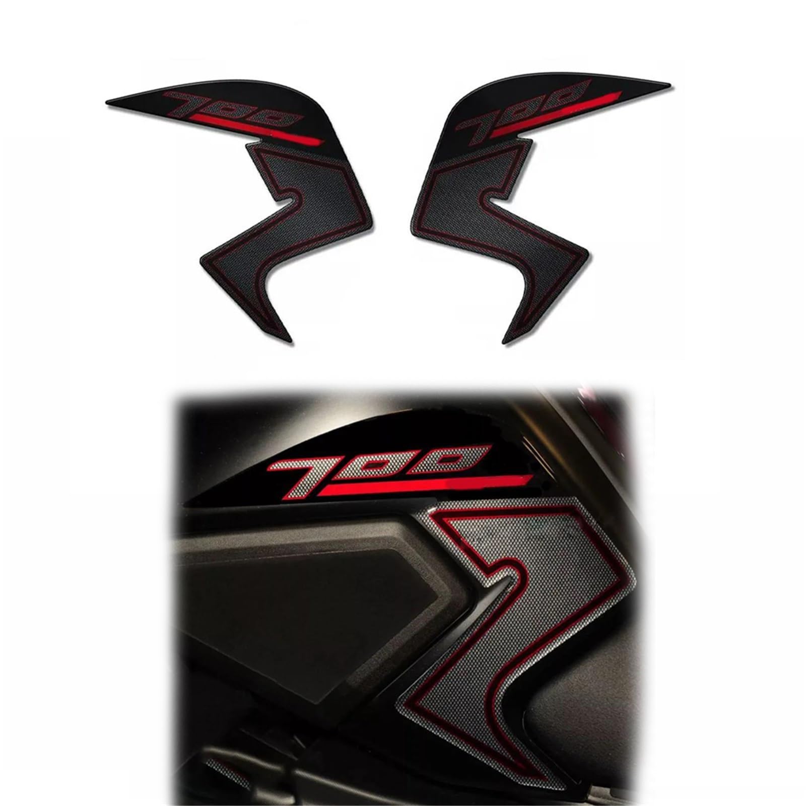 Tynbv Black- Silver Decorative Sticker Waterproof Pad Side Stickers Knee Grip Tank Traction Pads For Y-Amaha Tracer 700 2016-2019 2018 2017 Motorcycle Accessories