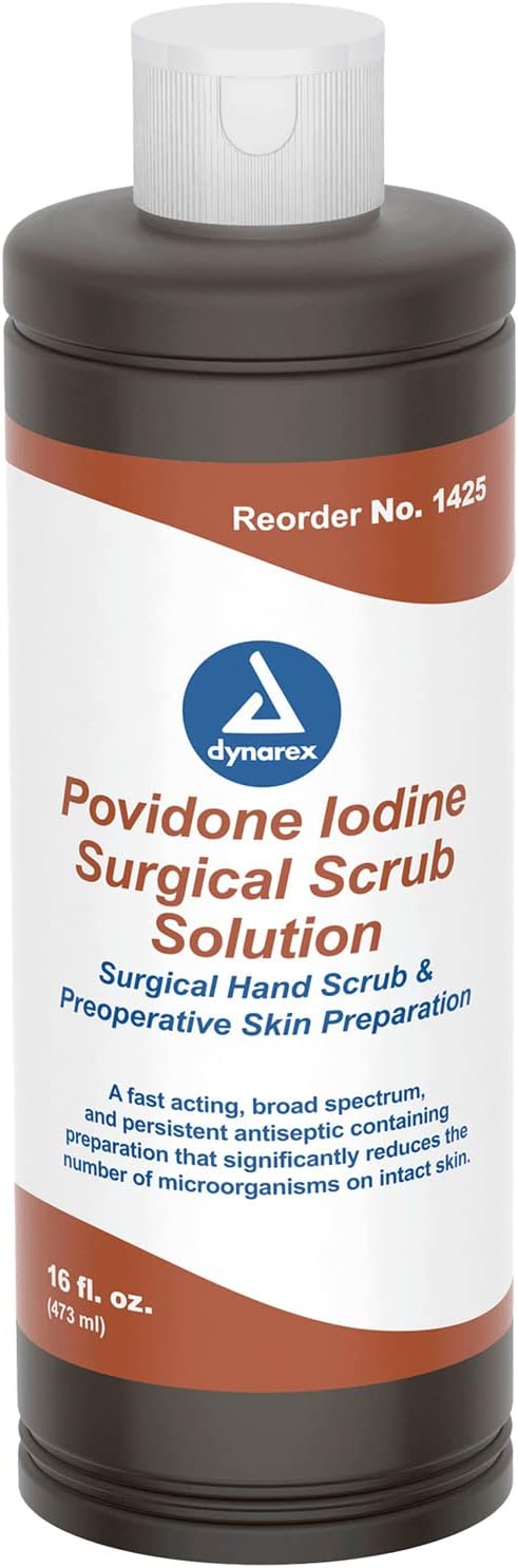 Povidone-Iodine Scrub Solution, Antiseptic Solution for Skin and Mucosa, Ideal for Surgical Site Preparation, Contains Povidone Iodine 7.5%, 16 fl. oz., 1 Bottle