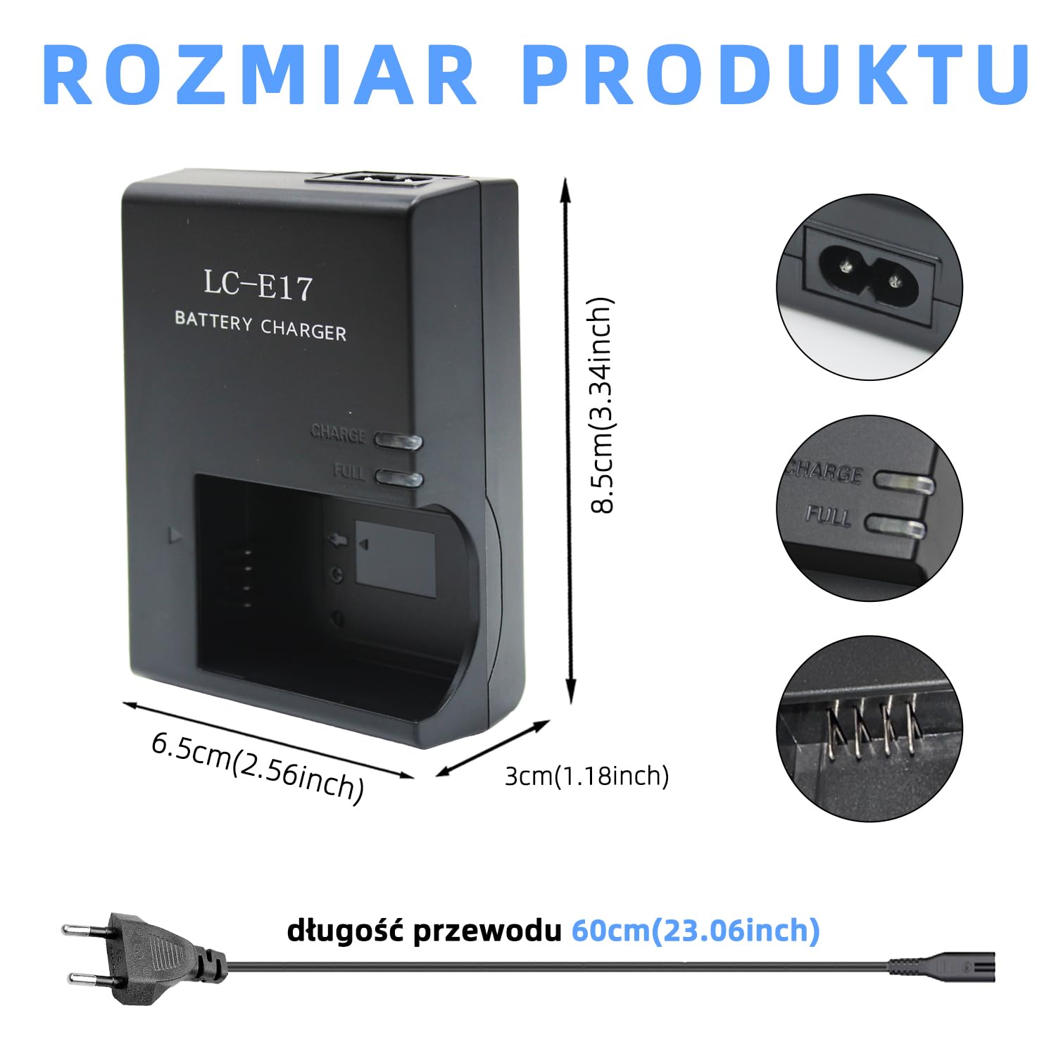LP-E17 LC-E17C Ładowarka do baterii aparatu kompatybilna z Canon EOS M3 M5 M6 200D 250D 750D 760D 800D Rebel T6i T6s 8000D 9000D Kiss X8i Kiss X9 Rebel SL3